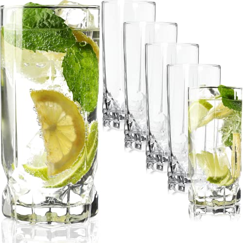 KADAX Trinkgläser, 6er Set, Wassergläser, Saftgläser aus Glas, Gläser für Wasser, Drink, Saft, Party, Garten, Universalgläser, Cocktailgläser, Getränkegläser, modernes Design (325ml, Hoch)