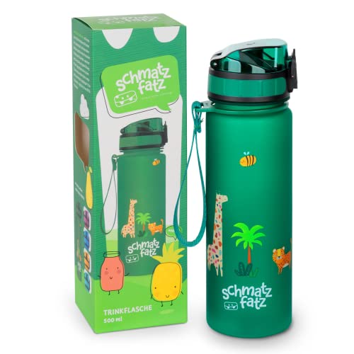 schmatzfatz Trinkflasche Kinder Auslaufsicher 0,5L, Sport Trinkflasche Schule zum Wandern & Fitnessstudio, Geschmacksneutrale Wasserflasche 500ml, Trinkflasche mit Fruchteinsatz, BPA-Frei