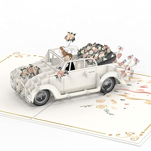 papercrush® Pop-Up Karte Hochzeitsauto - 3D Hochzeitskarte mit Auto „just married“, edle Glückwunschkarte zur Hochzeit & Trauung, Geldgeschenk für Hochzeitsreise & Flitterwochen von Brautpaar