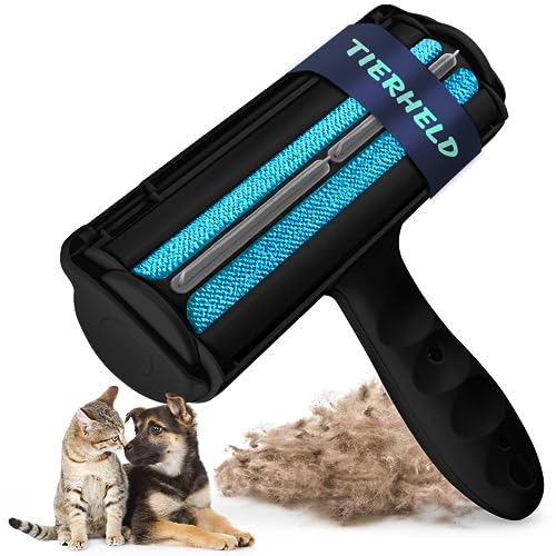 TIERHELD® Tierhaarentferner für Kleidung, Sofa, Auto - Fusselrolle Tierhaare wiederverwendbar - Katzenhaarentferner - Hundehaare entfernen - Tierhaarbürste - Fusselbürste Tierhaare - Lint Roller