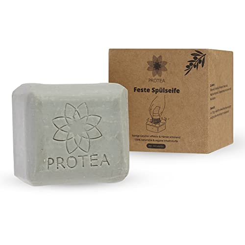 PROTEA festes Spülmittel, neutral - 100% biologisch abbaubar - vegan, plastik- und palmölfrei - Spülseife mit natürlichen Inhaltsstoffen - intensiver Schaum - rein Pflanzlich - Naturseife ohne Palmöl