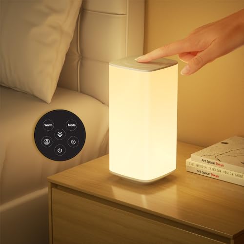 Bonsery Nachttischlampe Touch Dimmbar, Fernbedienung LED Tischlampe Batteriebetrieben 256 Farben und 3 Modi Nachtlicht Kinder Atmosphäre Schreibtischlampe Timerfunktion für Schlafzimmer Wohnzimmer