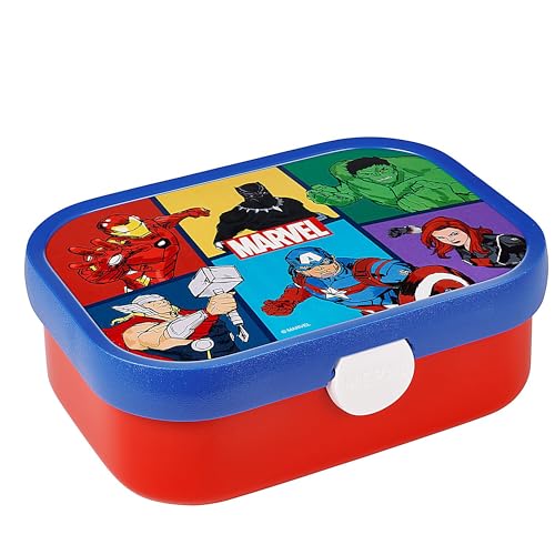 Mepal Brotdose Kinder - Bento Box Kinder - Brotdose Kinder mit Fächern & Gabel - Meal Prep Box mit Clip-Verschluss - BPA-frei & Spülmaschinenfest - 750 ml - Avengers