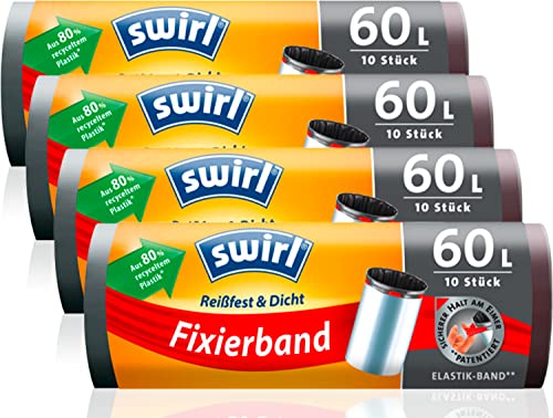 Swirl Fixierband-Müllbeutel, Multipack 4x 60l/10Beutel