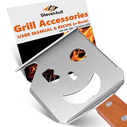 7 in 1 grillspachtel für Barbecue Grill, Multifunktion Grillbesteck mit Holzgriff, Eingebaute grillbesteck-set-Funktion,Kreativer Grillwender, Einzigartige Grillwerkzeuge, Grillen Geschenke für Männer