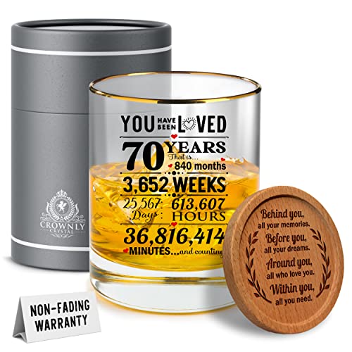 CROWNLY CRYSTAL® Whiskyglas Geschenk für Männer zum 70. Geburtstag Originelle Geschenkidee für Papa Opa oder Ehemann Geburtstag Hochzeit Jubiläum