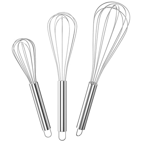 Gvolatee Schneebesen Set Edelstahl，Rührbesen 3 Stück Enthält 21cm, 26cm, 29cm für Mischen, Rühren Von Teig, Eiern, Aufschäumen, Schlagen, Hohe Qualität Whisk für Esszimmer，Wohnküche, Silber