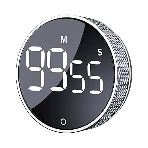 Küchentimer Große LED Magnetischer Digitaler Countdown Countup Timer Visuelle Timer Einfach für Kinder Senioren Lehrer und für das Klassenzimmer Hausaufgaben Kochen Fitness Backen Lernen Silber