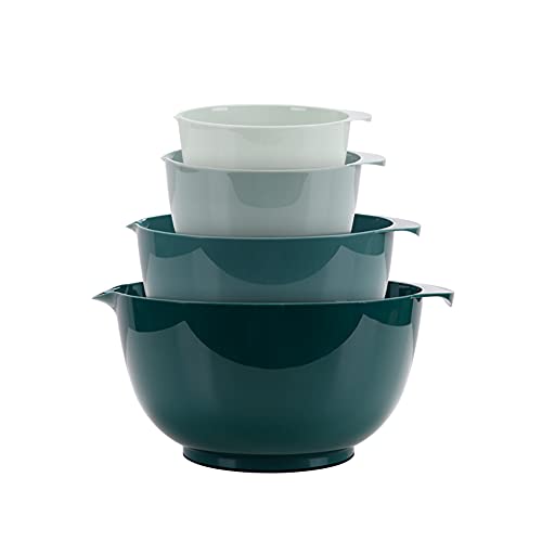 BoxedHome Rührschüssel Set Mixing Bowl Set Kunststoff Salatschüssel rutschfest stapelbar Servierschalen für Küche 4-teiliges Rührschüssel-Set (Grün)