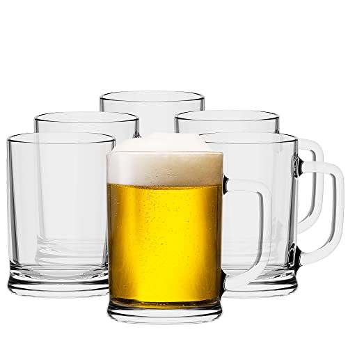 TREND FOR HOME Bierkrug Set mit Handlichem Griff Glaskrug | 0,5 Liter | 6 Stück | Biergläser mit Eichung Biermaßkrug Glas Maßkrug Transparent | Spülmaschinenfest | Kollektion Ulf