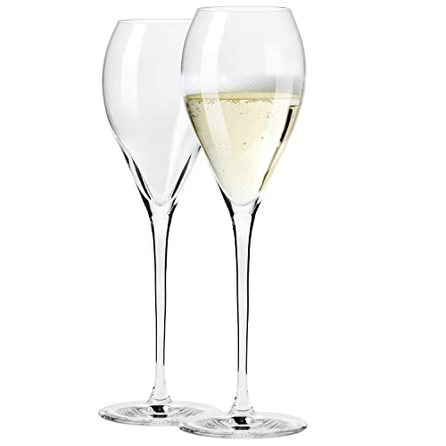 Krosno Gläser für Prosecco | Kapazität: 225 ml | 2 Stück im Set | Duet Kollektion | Elegant, Premium, Für Schaumweine, Langlebig, Anlaufgeschützt, Perfekt transparent | Ideal für besondere Anlässe