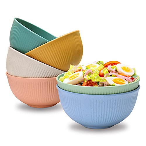 Jeslon Kunststoff Müslischalen, Große Kapazität Satz von 6 Unzerbrechlich 24 oz Salatschalen, Umweltfreundliche Suppe Reis Nudelschalen für Kinder, Frühstück Schalen Mikrowelle & Spülmaschinenfest