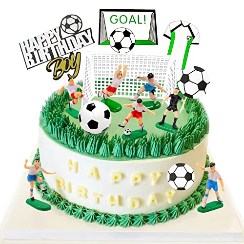 Lukinuo 14 Stück Fußball-Kuchenaufsatz Cupcake-Aufsatz Fußballtor Fußballspieler Fußball-Kuchenaufsatz Figur Fußball Geburtstag Kuchendekoration für Fußball Sport Ball Themenparty