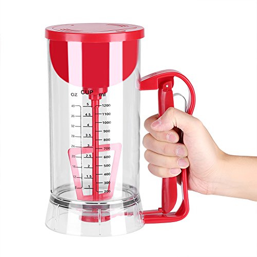 Ejoyous Teigportionierer 1200 ML Teigspender Elektrische, Batter Mixer Dispenser Dosierhilfe Teig Spender mit Deckel und Skala Cupcake Pfannkuchen Mixer Gebäck Krug Waffel Messbecher Teigmixer