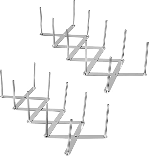 WUGU 2 Stück Deckelhalter Rippchenhalter aus Edelstahl, Verstellbarer Spareribshalter, Multifunktionales Teleskoplagerregal Dämpfer Abtropfgestell, Aufbewahrung Organizer für Pfannen, Töpfe, Deckel.