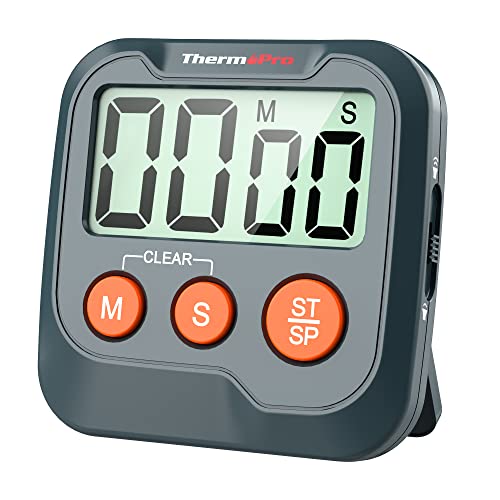 ThermoPro TM03 Eieruhr Digital Timer mit Stoppuhr 99min 59sek Küchentimer Kurzzeitwecker Küche Kurzzeitmesser für Schule, Büro, Sport, Hautpflege Freizeit Lautstärke einstellbar