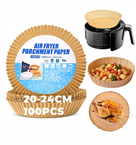 Backpapier für heißluftfritteuse, 20CM Quadrat Backpapier Airfryer, Antihaft-Einweg-Luftfritteusen Pergamentpapier für 4.7L, 5.5L, 6.2L, 6.4L, 7.3L,8L HeißLuftfritteuse, Bratpfanne, Ofen, Mikrowell