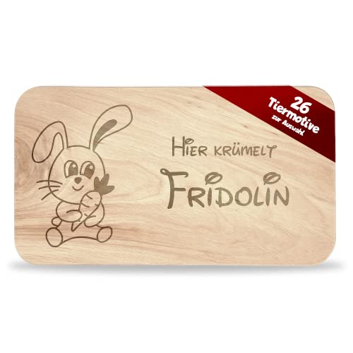 Geschenkfreude Frühstücksbrettchen Kinder - tolles Frühstücksbrettchen Holz mit Tiermotiven zum Personalisieren - personalisierte Geschenke Kinder - Schneidebrett mit Gravur - Geschenk zur Taufe