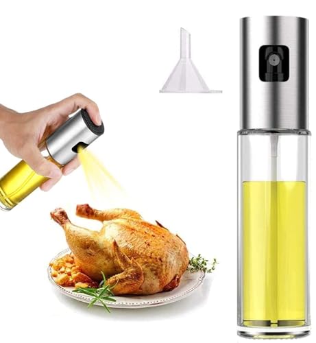 ChioSun Öl Sprayer Flasche, 100ml Essig Sprayer Spender, Dressing Spray Grilling Olivenöl Glasflasche, für Küche Kochen Salat Brot Backen BBQ (1 Pcs)