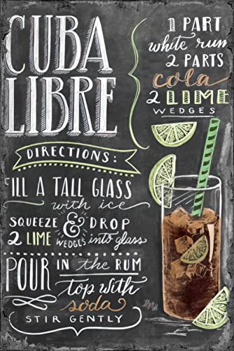 Vintage Blechschild Cuba Libre 20 x 30 cm Wandschild für Café Bar Home Retro Nostalgie Premium Metallschild Cocktail Löcher für Wandbefestigung (Cuba Libre)