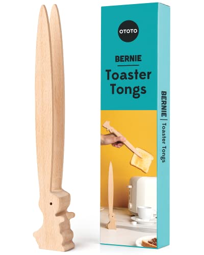 OTOTO Bernie Bunny Toastzange – Kaninchen-Toastzange, Holzzange für Toaster, Holz-Toasterzange – Mehrzweck-Mini-Zange für Vorspeisen, Holzutensilien und niedliche Küchenhelfer