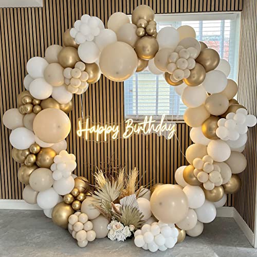 Weißgold Luftballons Bogen Kit, 185 Stück Weißsand Gold Ballon Girlande mit Nude Ballons für Boho Hochzeit, Geburtstag Party Dekoration, Babyparty, Geschlecht Reveal Party Hintergrund Dekoration