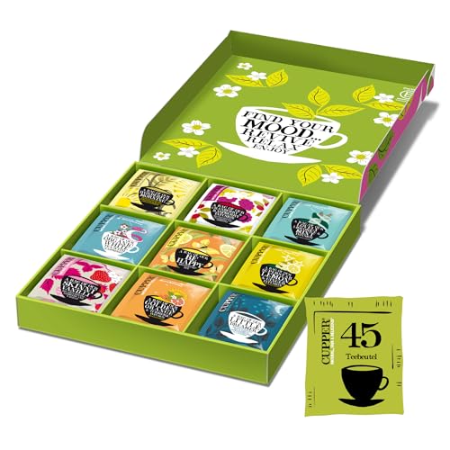 Cupper Bio Tee Geschenkset, Tee Set, Geschenk Ostern, Muttertag, Selection Box, Kollektion ausgewählter Biotees (1 Box, 45 Teebeutel)