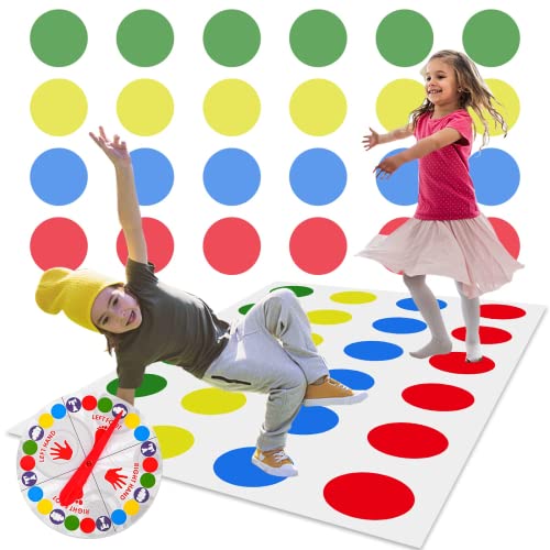 WUGU Twister Spiel für Kinder & Erwachsen, Kindergeburtstag Spiele Ab 6 Jahre, Twisting Spielmatte, Gartenspiele, Partyspiele, Familienspiel, Lustiges Spiel Für Drinnen Und Draußen