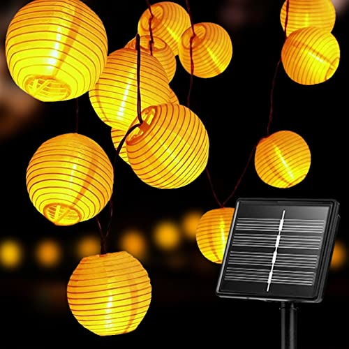 Auting Solar Lichterkette Lampion Außen,Lampions Außen Wetterfest 6M 20 LED Laternen Solarlampen für Lichterkette Aussen, 8 Modi Solar Beleuchtung für Garten, Balkon,Hof,Fest Deko (Warmweiß)