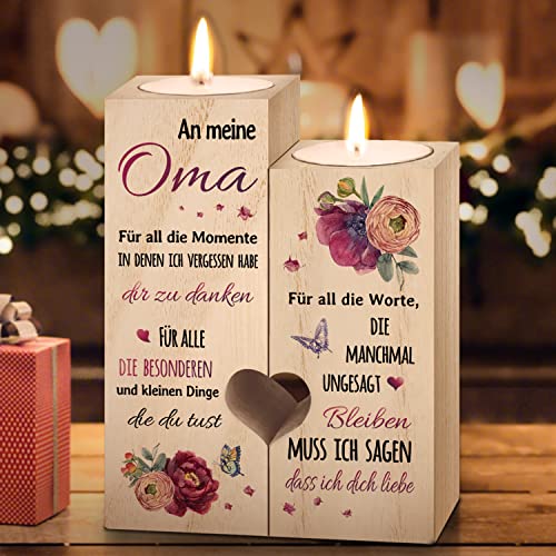 Oma Geschenk, Geschenke für Oma, Kerzenständer Geburtstagsgeschenk für Oma, Geschenkideen für Oma, Personalisierte Sinnvolle Beste Oma Geschenke, Ostern Geschenke, Muttertagsgeschenk für Oma