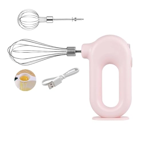 Kabelloser Handmixer Elektrischer, Edelstahl-Schwingbesen Mini-Eierschläger 4-Gang-Einstellbarer Mini-Handmixer Elektrischer Mixer Mit 2 Schneebesenaufsätzen USB-Aufladung, 1500mah(Rosa)