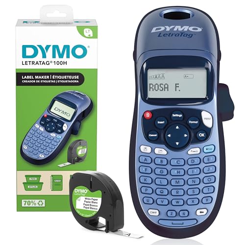 DYMO LetraTag LT-100H Beschriftungsgerät Handgerät | Tragbares Etikettiergerät mit ABC Tastatur | blau | Ideal fürs Büro oder zu Hause
