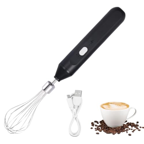 Elektrischer Schneebesen, Elektrischer Hand-Eierschläger, USB Wiederaufladbarer Edelstahl Tragbarer Elektrischer Milchaufschäumer 1200mah Akku Von Kaffee, Ketchup, Latte Macchiato(Schwarz)