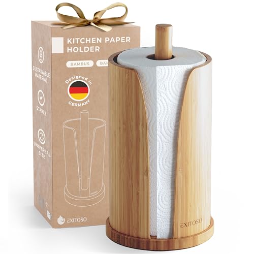 Exitoso Küchenrollenhalter Bambus - Zewa Rollenhalter - Küchentuchhalter - Küchenrollenhalter stehend - Küchenpapierhalter - Küchenrollenhalter Holz Papierrollenhalter Küchenrolle - Zewa Halter