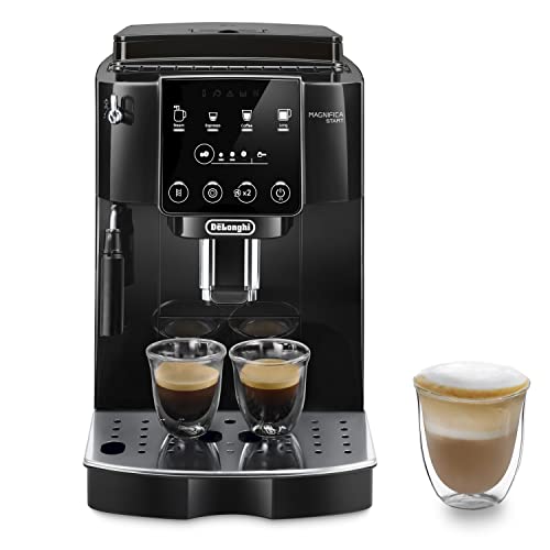 De'Longhi Magnifica Start ECAM222.20.B, Kaffeevollautomat mit Milchaufschäumdüse, für Cappuccino, mit Espresso-Direktwahltase und 2x Espresso Funktion, 13-stufiges Kegelmahlwerk, 1450 W, Schwarz