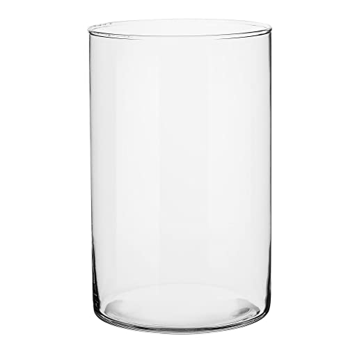 TREND FOR HOME Blumenvase Gross 21.5 cm Glasvase Gross Zylinder Vase Tulpen Vase Groß Deko Vase Hoch Glaszylinder mit Boden Große Vase Kerzengläser Glasvasen Klarglas Rund | Ø 13.5 cm | Fleur