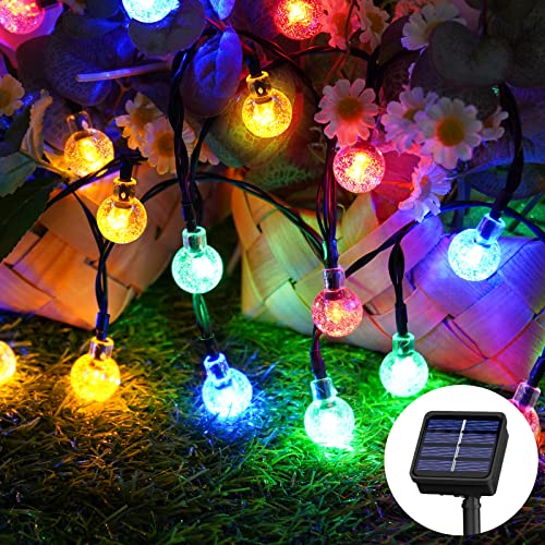 Lichterkette Außen Solar, 30 LED 8,1M 26,6Ft 8 Modi IP65 Bunt Outdoor Solarlichterkette Wetterfest Lampions für Balkon Terassen Garten Bäume Weihnachten Partys Dekorationen