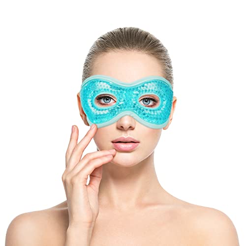 ACWOO Augenmaske Kühlend Kühlbrille, Gel Augenmaske Kühlend Augen Kühlpads mit Gelperlen, Cooling Eye Mask für Heiße Kältetherapie Geschwollene und Müde Augen, Augenringe, Migräne(A-Blau)