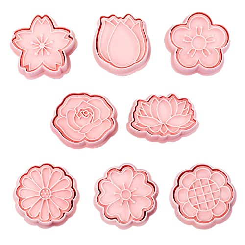 8 Stück Ausstechformen Blumen Set Keksausstecher Ausstechformen Ausstecher Kinder 3D Cookie Cutter Blumenform Keksform DIY Kuchen Backen Werkzeug Fondant Kuchen Backen Ausstecher