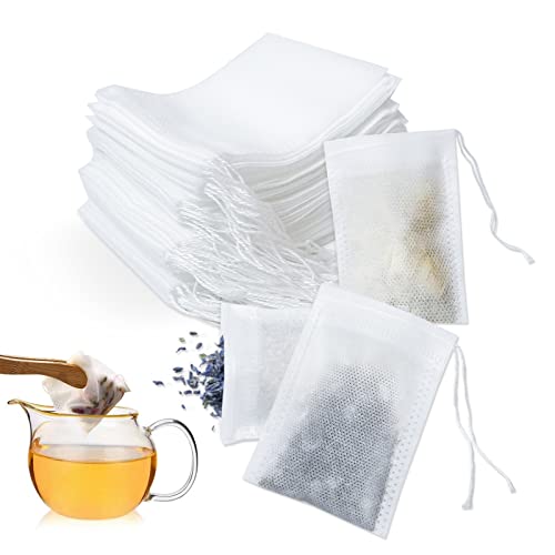 400 Stück Teefilter Papier für Losen Tee, 7 X 9cm Filterbeutel Tee, Teebeutel für Losen Tee Einweg mit Kordelzug, Teefilter Taschen für Duftender Tee, Gewürze,Vanille, Lavendel, Kaffee