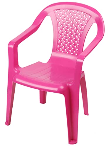 Kinder Gartenstuhl aus Kunststoff - pink - Robuster Stapelstuhl für Kleinkinder - Monoblock Stuhl Kinderstuhl Spielstuhl Sitz Möbel stapelbar für Außen