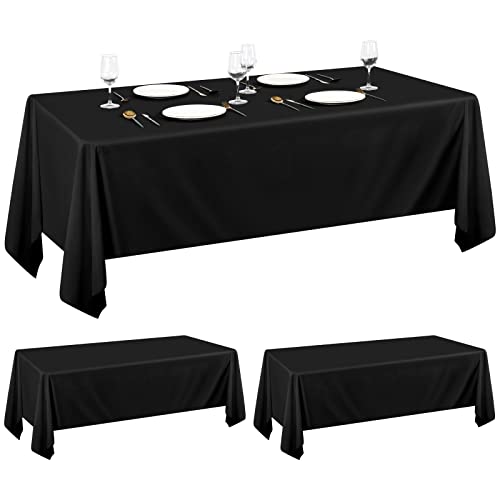 2er-Pack Schwarze rechteckige Tischdecke 153×260cm, waschbare rechteckige Tischdecke aus Polyestergewebe für 6 Ft Tisch perfekt für Geburtstag, Hochzeit, Bankett, Restaurant, Party, Babyparty