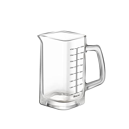 BCnmviku 12cl Cocktail Messbecher,Espresso Schnapsglas Mit Griff, V-FöRmiger AusgießAuslauf Messbecher Glas Flü Milch,Kaffee,Cappuccino,Spirituosen,Bier,FlüSsig(Schwarz)