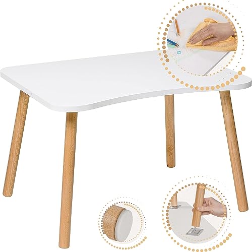 PlayPals Furniture Kindertisch aus Holz, Kinder Tisch Kinderzimmertisch weiß, 52 x 70 cm, weiß, Selbstbau, hohe Qualität, natürliche Kindersitzmöbel, Kleinkindtisch - Kleiner Tisch