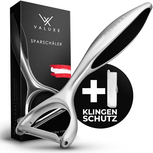 VALUXE® Premium Sparschäler mit scharfer Edelstahl Klinge & rutschfestem Griff - Handlicher Y-Gemüseschäler zum präzisen Schälen - Innovativer Kartoffelschäler, Spargelschäler, Universalschäler