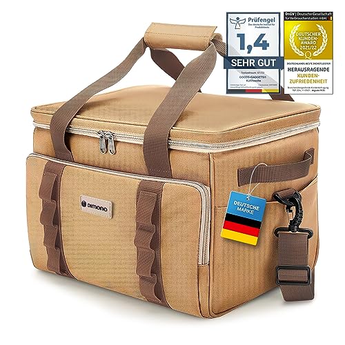 Große 25 Liter isolierte Kühltasche XL Isotasche Picknick-Tasche für Camping Reisen Urlaub (25 Liter, Braun)