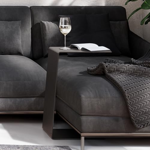 RHEINKANT KÖBES Design Beistelltisch Schwarz, Made in Germany, Beistelltisch Couch C Form aus hochwertigem pulverbeschichtetem Stahl. Exklusiver Couchtisch, Sofatisch, Modern, Nachttisch