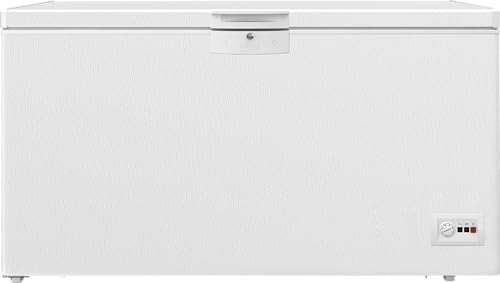 Beko HSM37540 b300 Gefriertruhe groß, 360 l Nutzvolumen, MinFrost, Temperaturalarm, 4 Gefriergutkörbe, abschließbar, 36 db(A), Weiß