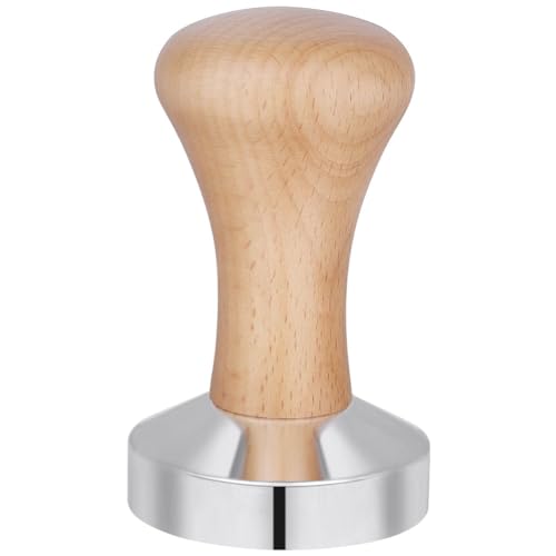 Vicloon Kaffee Tamper,Tamper 51mm mit Holzgriff,kaffeestempel Edelstahl,Espresso Tamper, Solid Heavy, Barista Style-Hellbraun