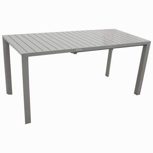 DEGAMO Gartentisch Ausziehtisch BAGO 120/162x70cm, Aluminium Silbergrau, Outdoor wetterfest